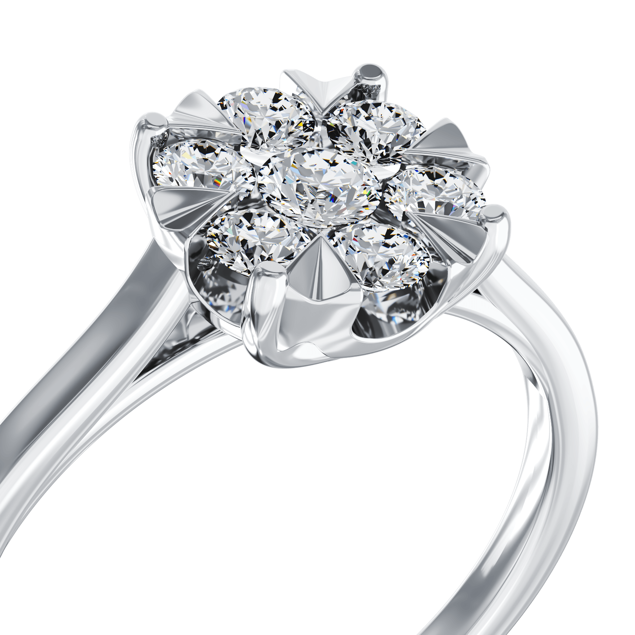 18K fehérarany eljegyzési gyűrű 9 db 0.2 karátos gyémánttal