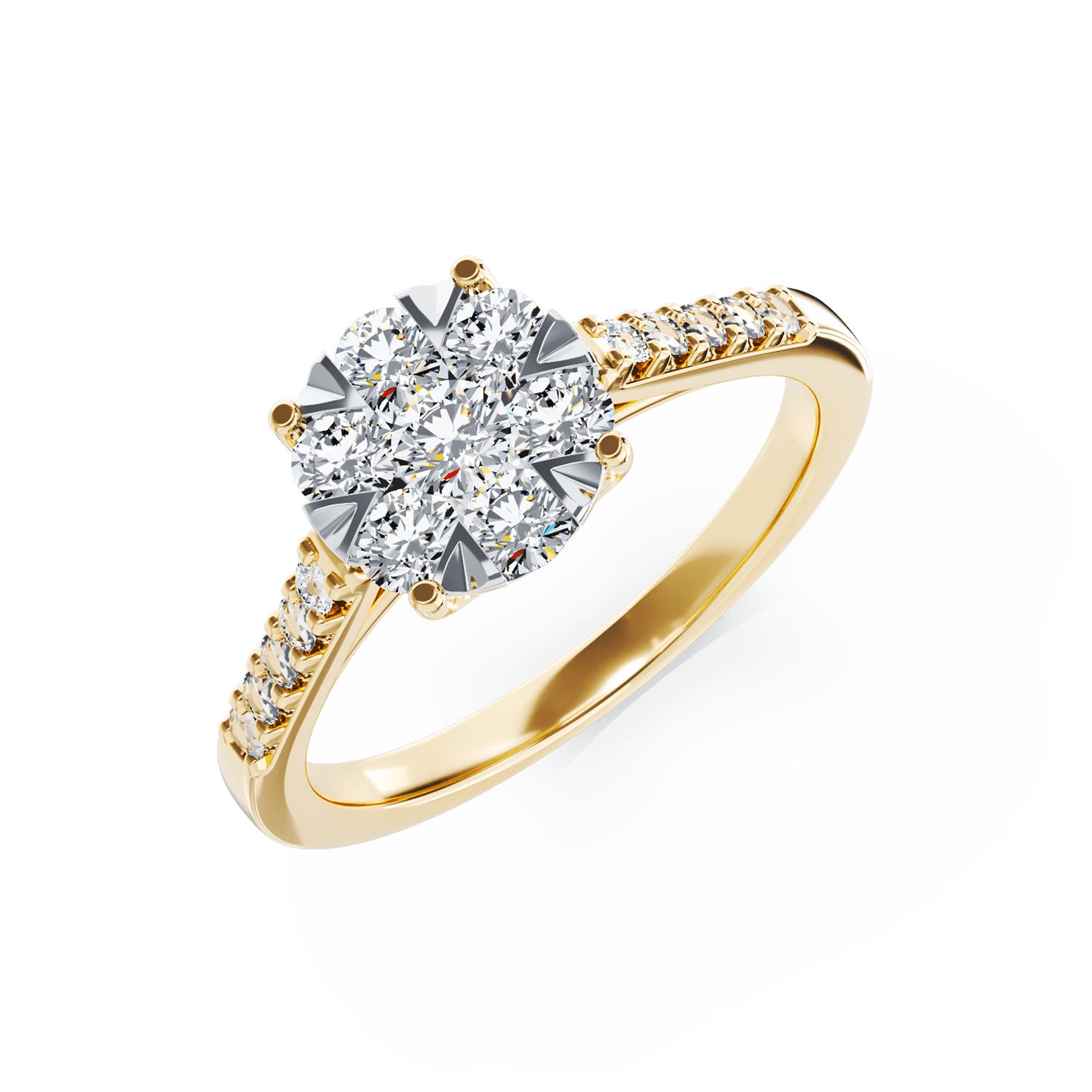 Eljegyzési gyűrű 18K-os sárga aranyból 17 darab 0,5ct gyémánttal