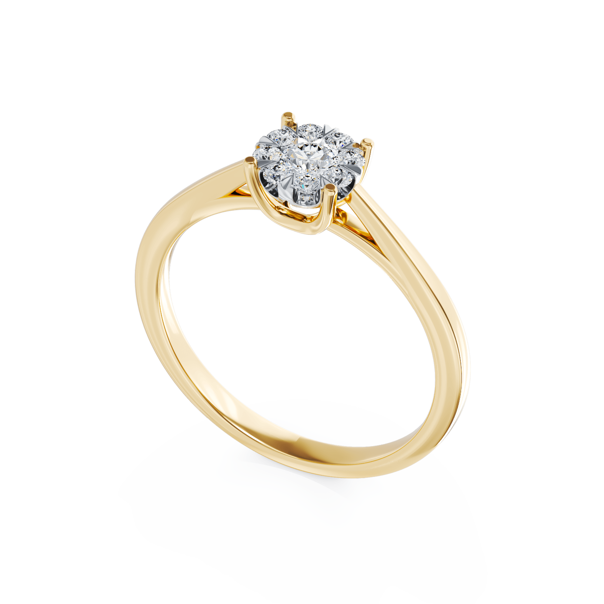 18 karátos sárga arany eljegyzési gyűrű 0.2 karátos gyémántokkal