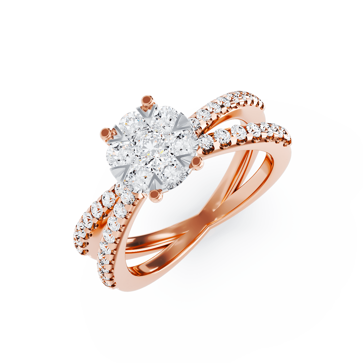 Eljegyzési gyűrű 18K-os rózsaszín aranyból 39 darab 0.6ct gyémánttal