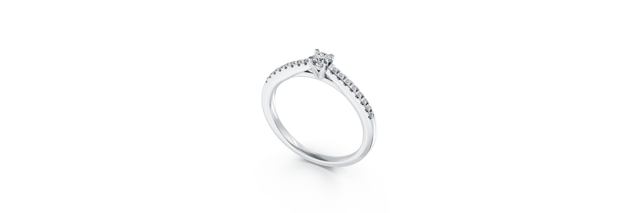 Eljegyzési gyűrű 18K-os fehér aranyból 0,08ct gyémánttal és 0,008ct gyémánttal
