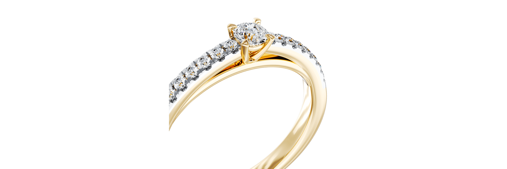 Eljegyzési gyűrű 18K-os sárga aranyból 0,115ct gyémánttal és 0,15ct gyémánttal. Gramm: 2,14