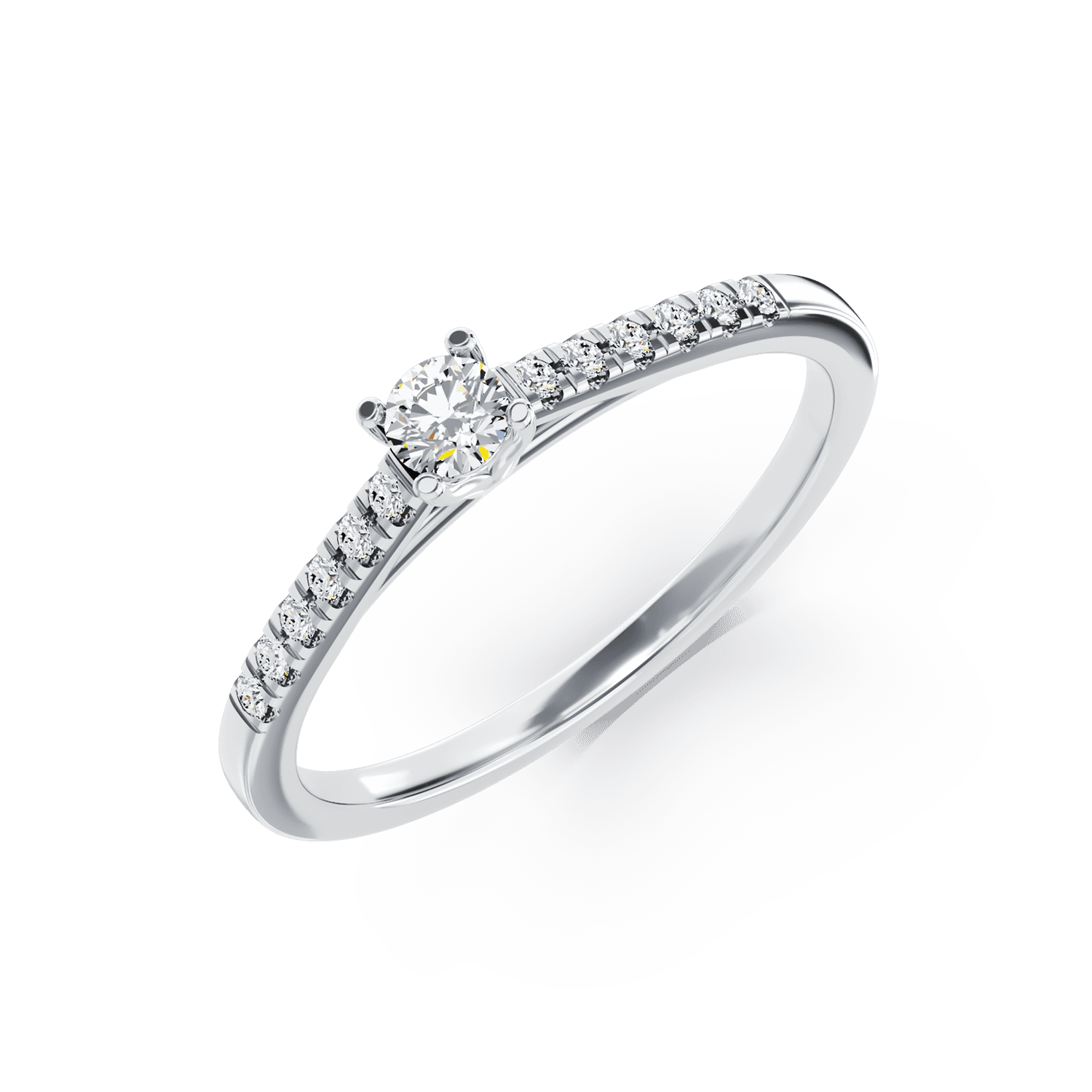 Eljegyzési gyűrű 18K-os fehér aranyból 0,25ct gyémánttal és 0,13ct gyémánttal