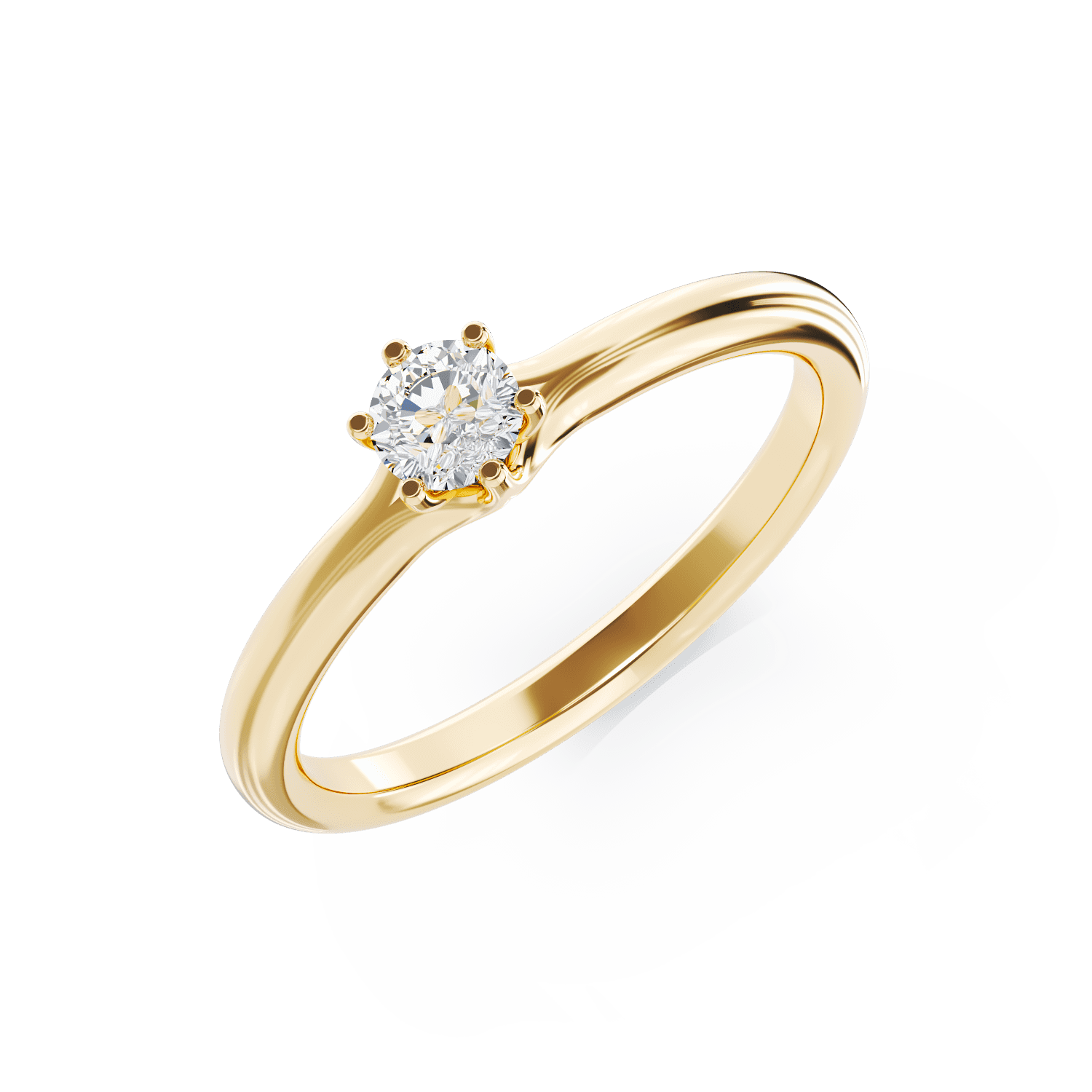 Eljegyzési gyűrű 18K-os sárga aranyból egy 0,24ct solitaire gyémánttal