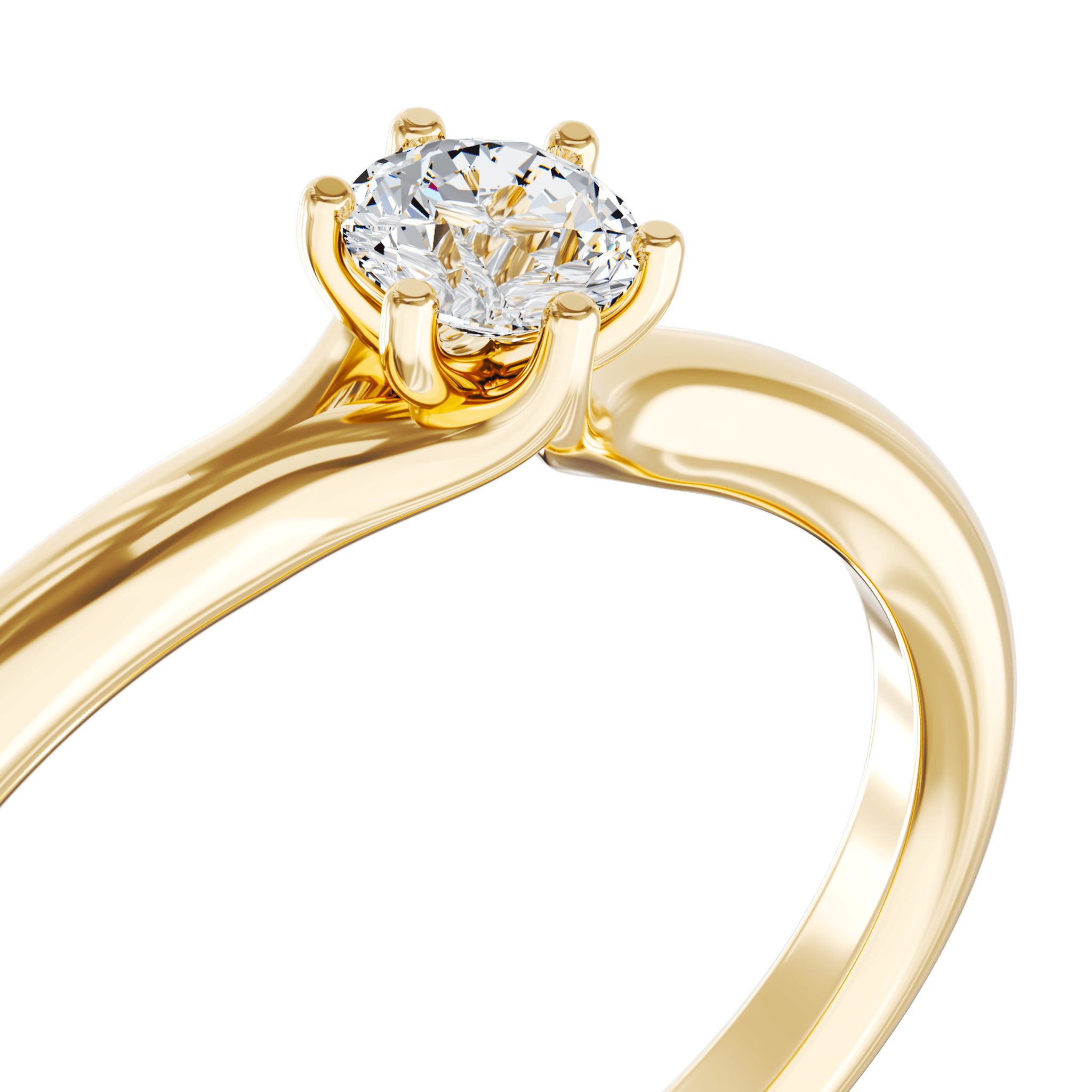 18k sárga arany eljegyzési gyûrû a pasziánsz gyémánt 0.24ct