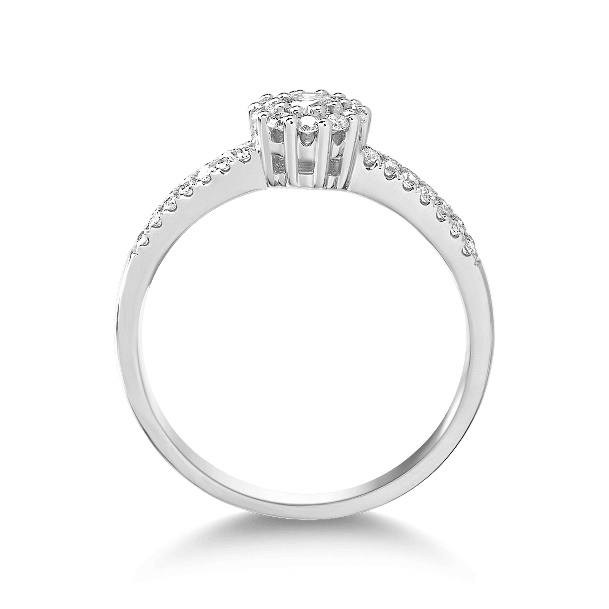14 k fehér arany gyűrű gyémántokkal 0.3ct