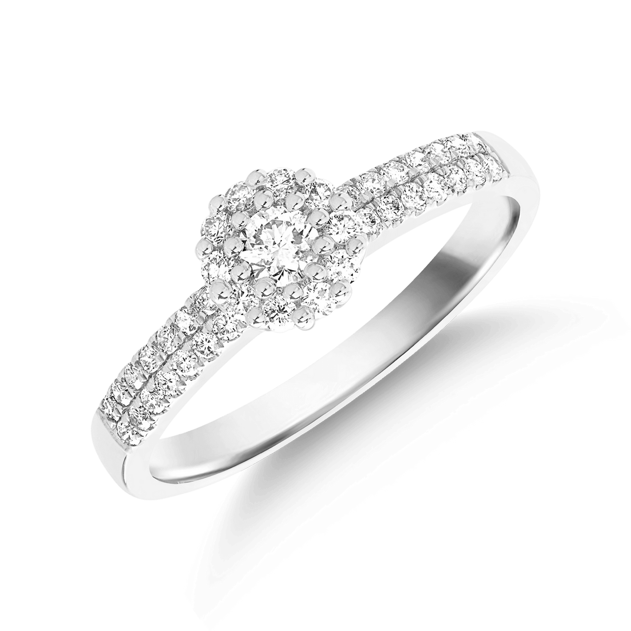 14 k fehér arany gyűrű gyémántokkal 0.3ct