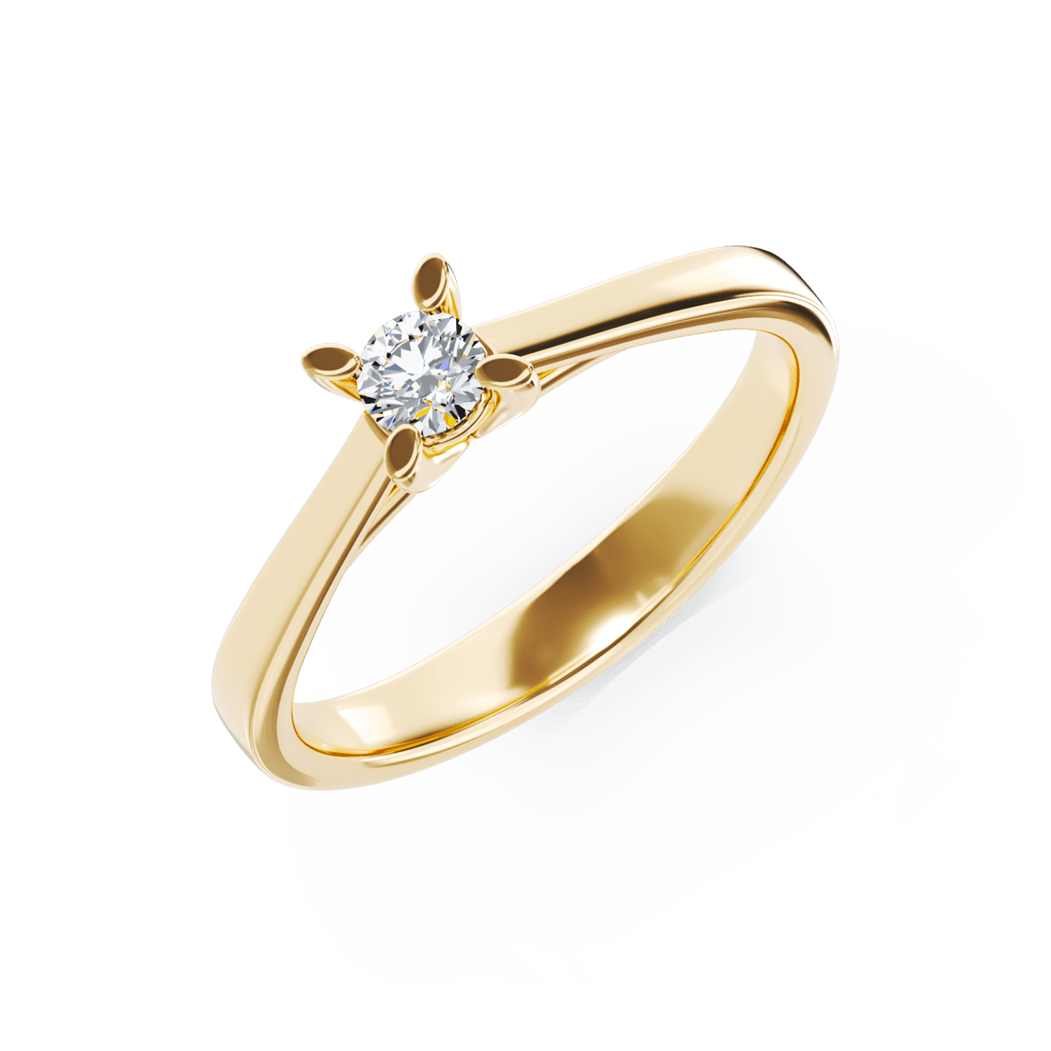 18K sárga arany eljegyzési gyűrű 0.1kt pasziánsz gyémánttal